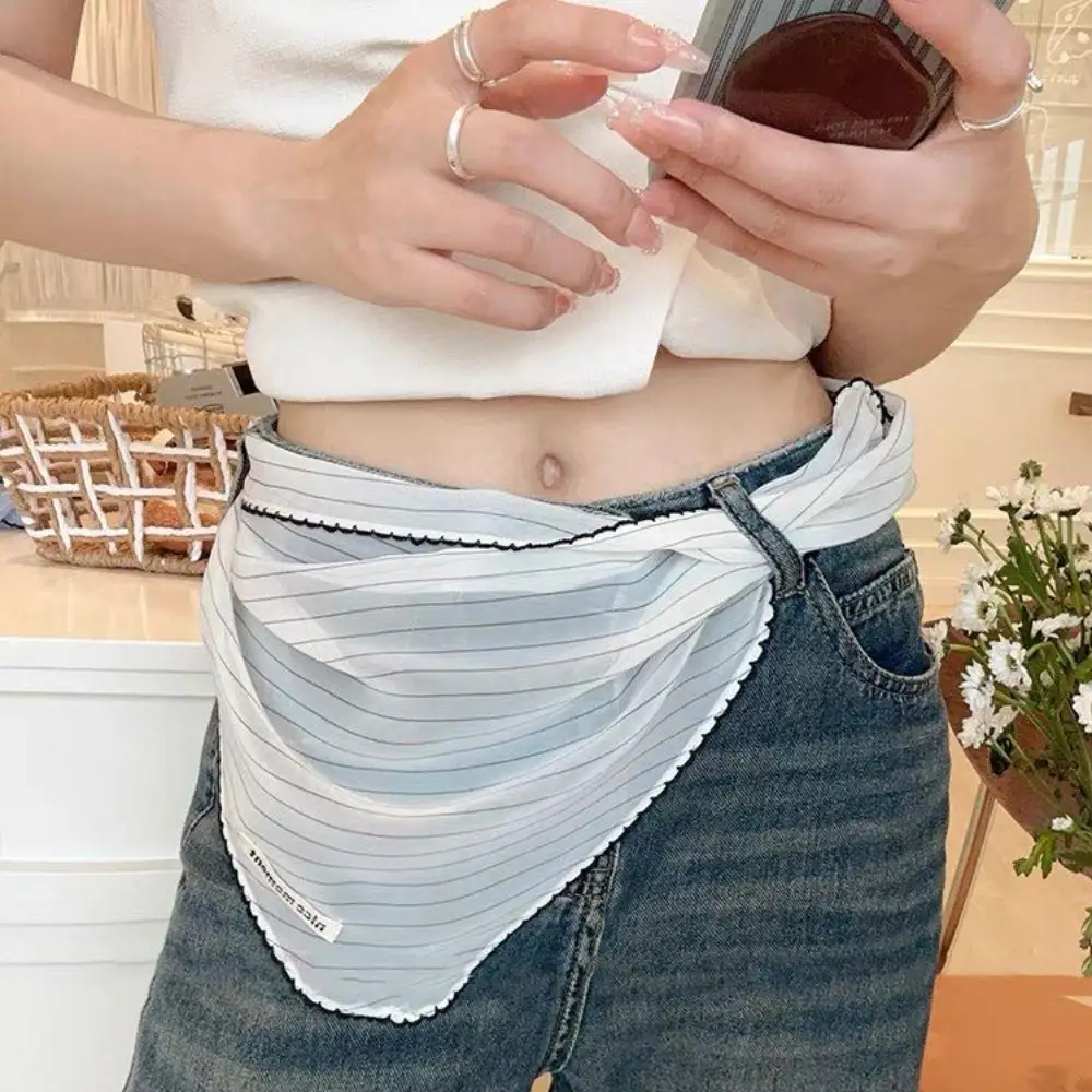 

Fashion Sweet Printed Head Scarf Summer Thin Triangle Hair Scarf Headband French Pastoral Polka Dot Striped Scarf For Women New