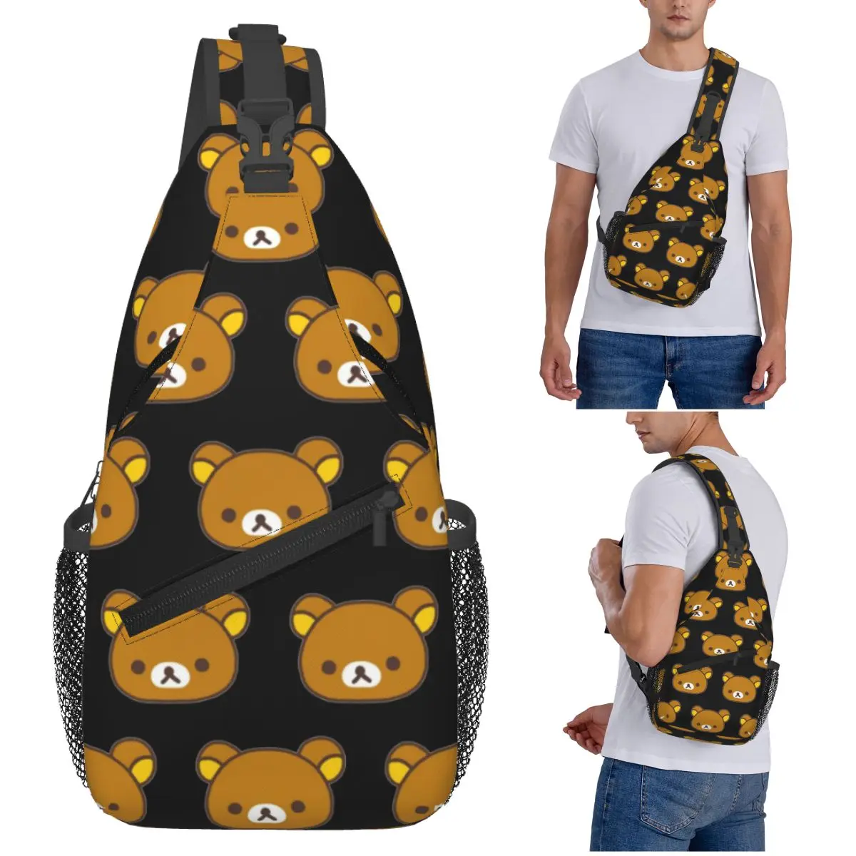 

Rilakkuma Sakura Chest Bag Men Sling Crossbody Backpack Chest Bag Traveling Hiking Daypack Shoulder Bag