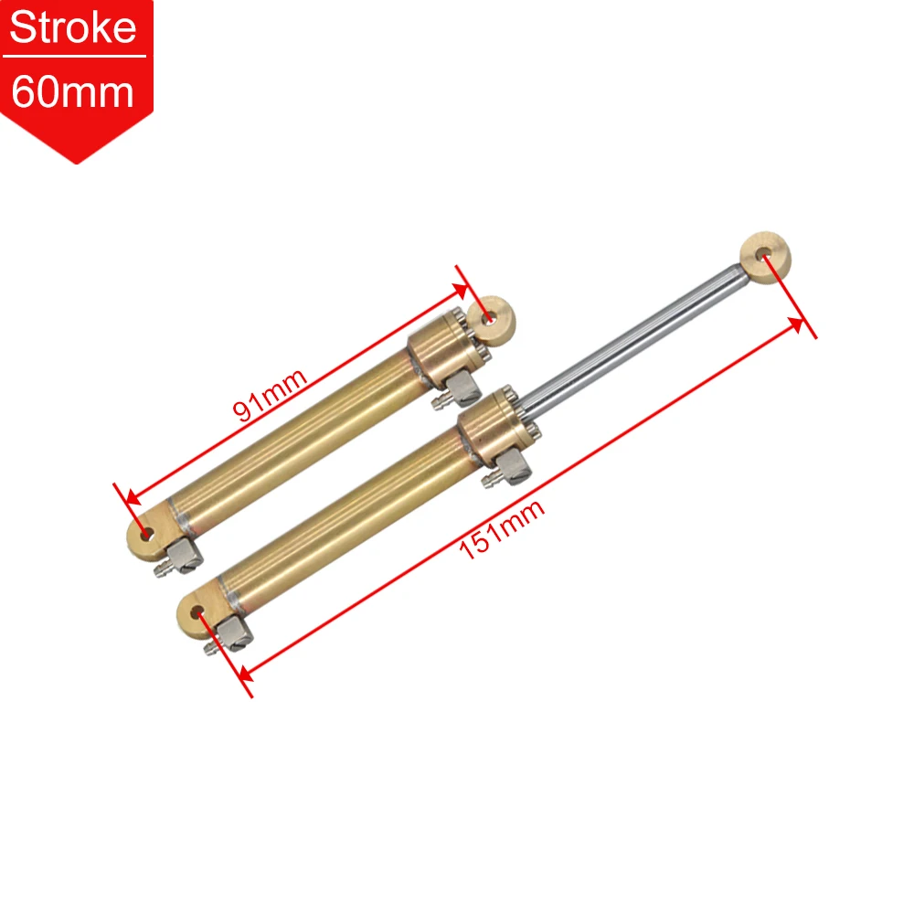 1PC OD 10mm Mini Hydraulische Olie Cilinder 14/20/30/45/60/80/100MM Slag Voor RC Mini Hydraulische Graafmachine Bulldozer Model Onderdelen