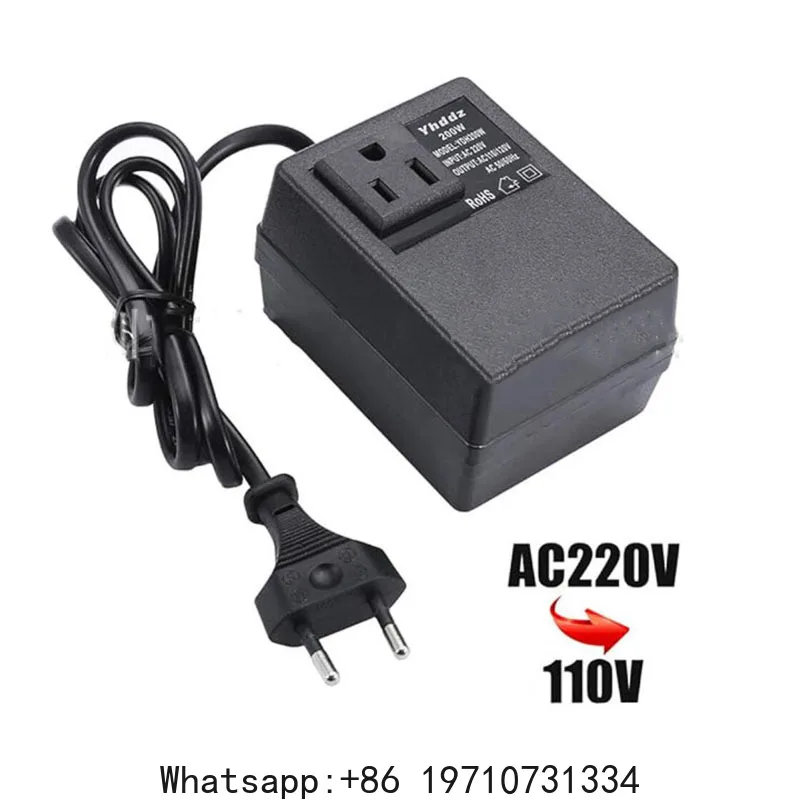 Step Down Single Phase Travel EU Plug Voltage Transformer Converter 200W Voltage Converter Transformer AC 220V to 110V