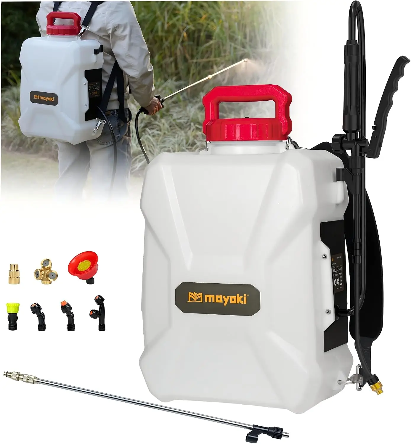 3Gal Lawn Garden Backpack Sprayer Compatible 18V Battery Tool Only Backpack Pump Sprayer Translucent Water Tank Adjustable Press