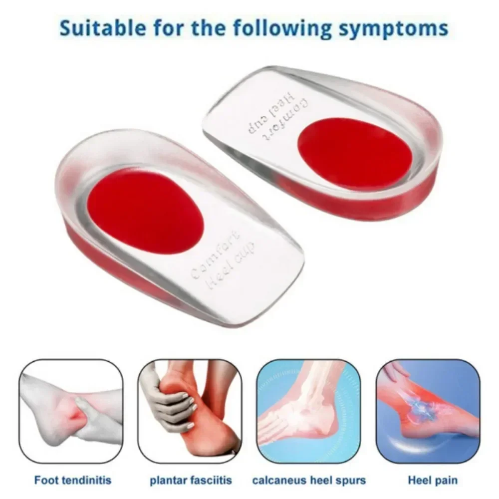 1 Pair Silicone Gel Insoles Men Women Heel Spurs Pain Relief Treatment Foot Pads Shock Absorption Massager Foot Care Tools