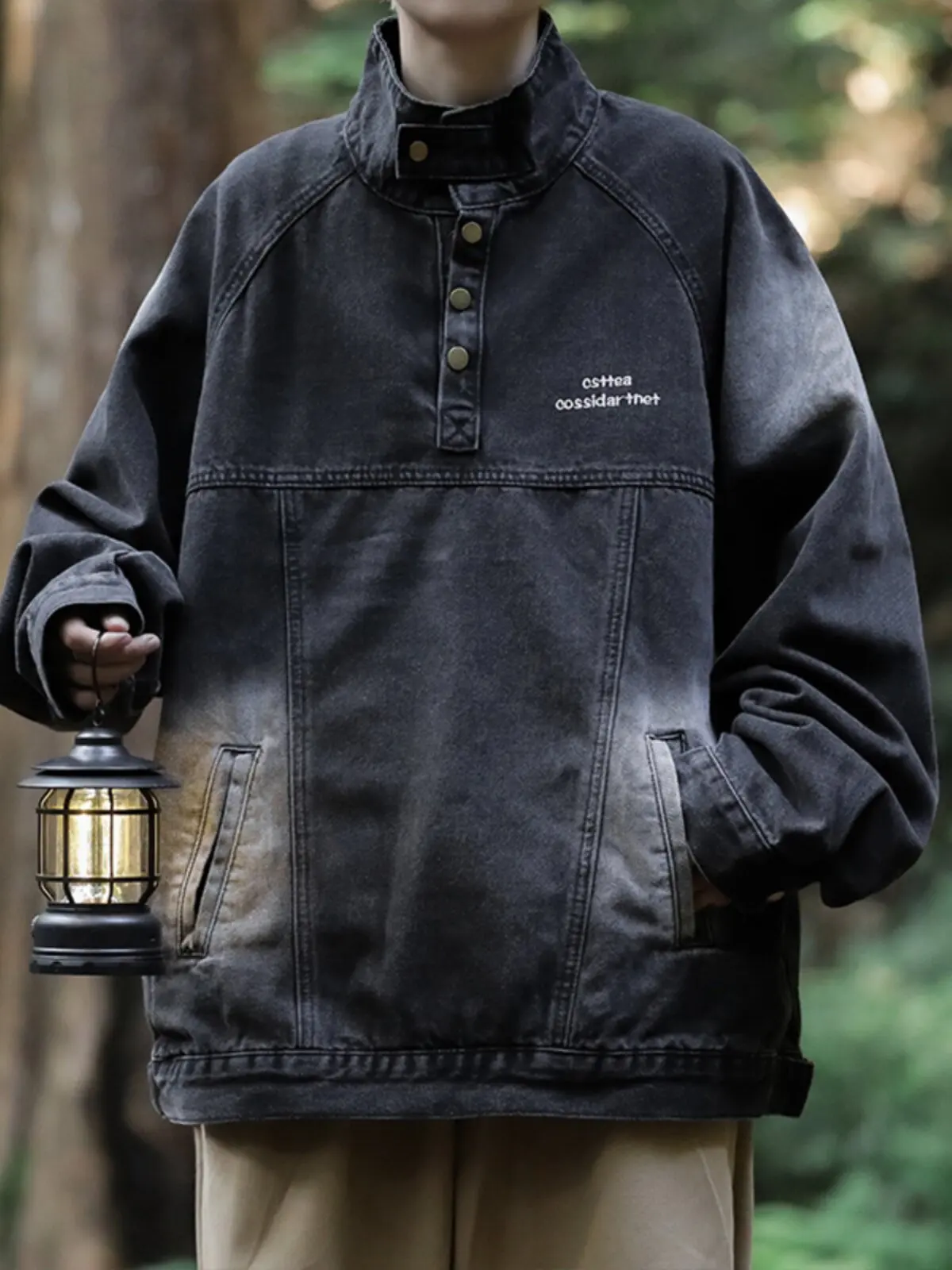 Man Denim Coat 2026 New Men's Vintage Stand Collar Denim Jacket Washed Loose Pullover Cargo Sweatshirt Jacket Fashion Outerwear