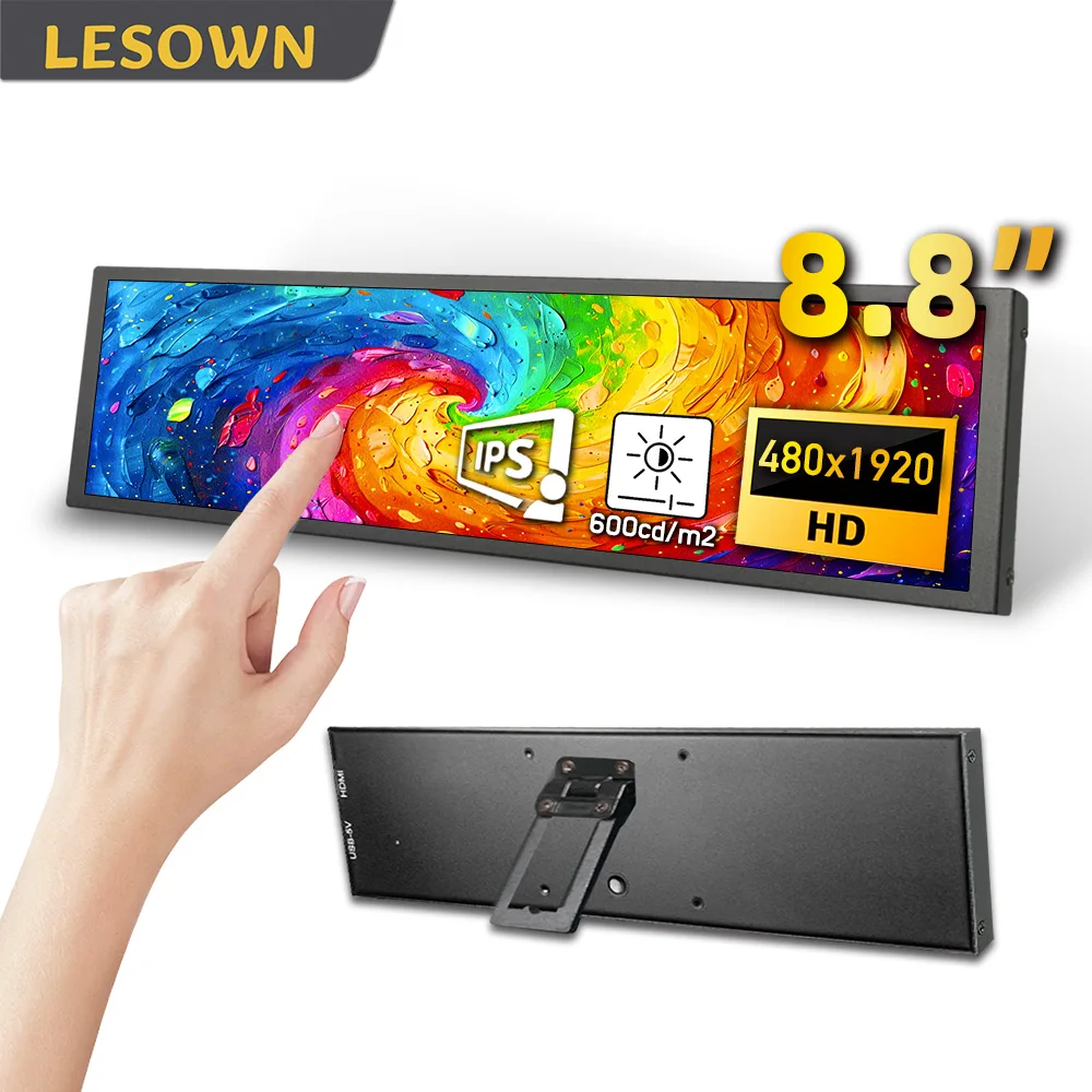 LESOWN 6.9 7.9 8.8 11.3 Inch Banner-Style Portable Display 480x1920 IPS Horizontal Stretched Monitor for Laptop PC Gaming Use