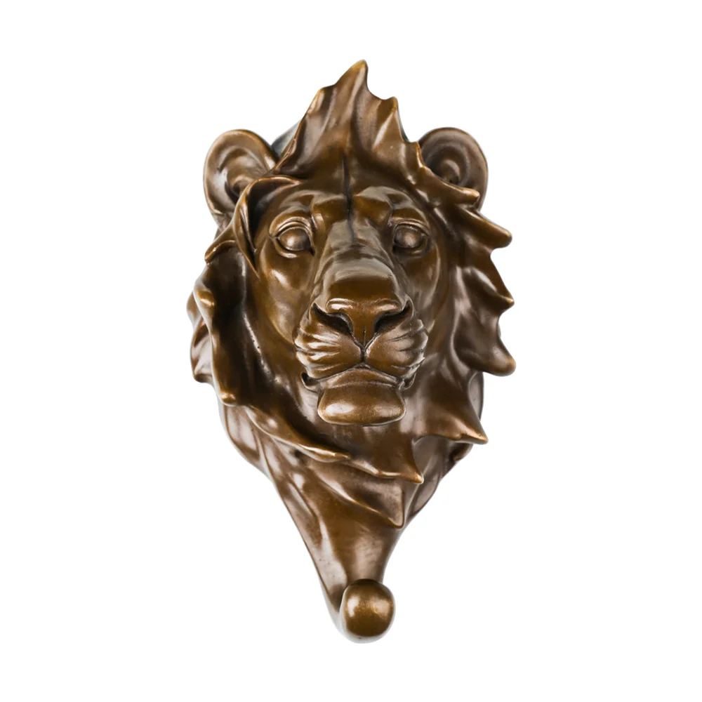 Lion Head Bust Wall Hanging Statue Bronze/Gold Animal Sculpture Gorgeous Home Hotel Wall Decoration