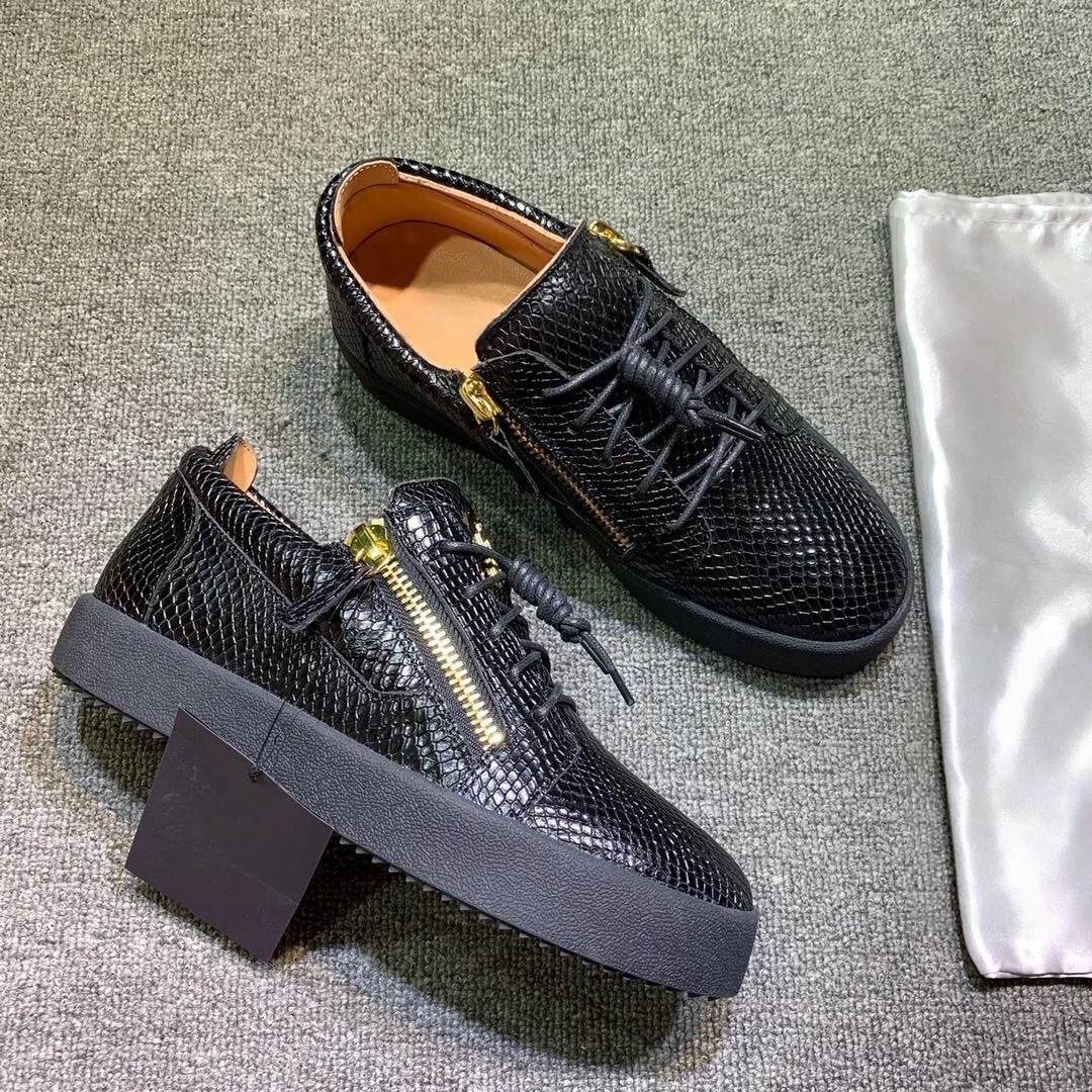 

Top Hight Quality Casual Sneakers For Men and Women Real Leather Brand Designer Unisex Tennis Shoes GZ Zipper Loafer Shoes G0639