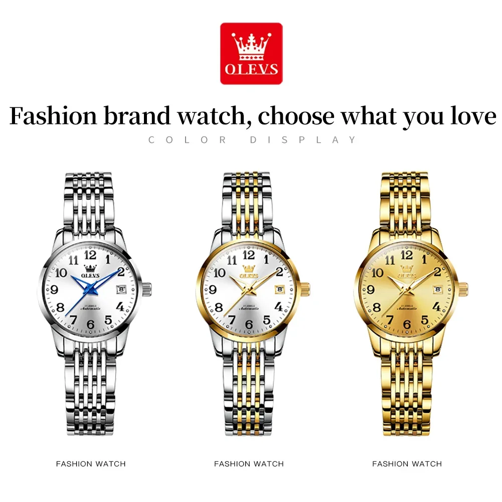 OLEVS Original Luxury Brand Women's Automatic Mechanical Watch Fashion Business Waterproof Luminous Dress Women Watch Reloj