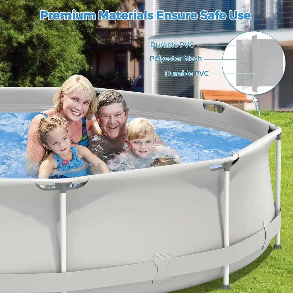 Piscina sobre el suelo con estructura de acero de 12 pies x 31,5 pulgadas con cubierta, piscina duradera para patio trasero