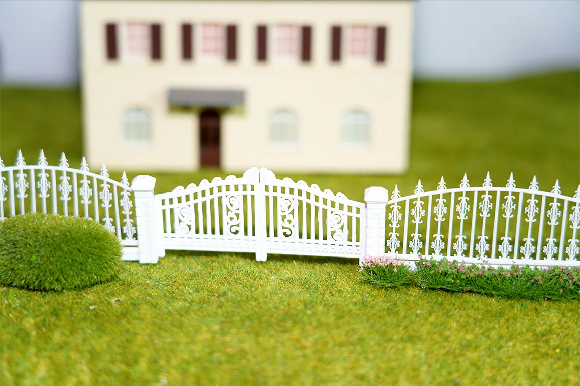 3-teiliges Miniaturmodell Weißes Tor im Maßstab 1:100 1:200 für die Gestaltung von Gebäuden, Tischen, Hoftüren, Zäunen, Szenendekorationen und Diorama-Bausätzen – Detail 4