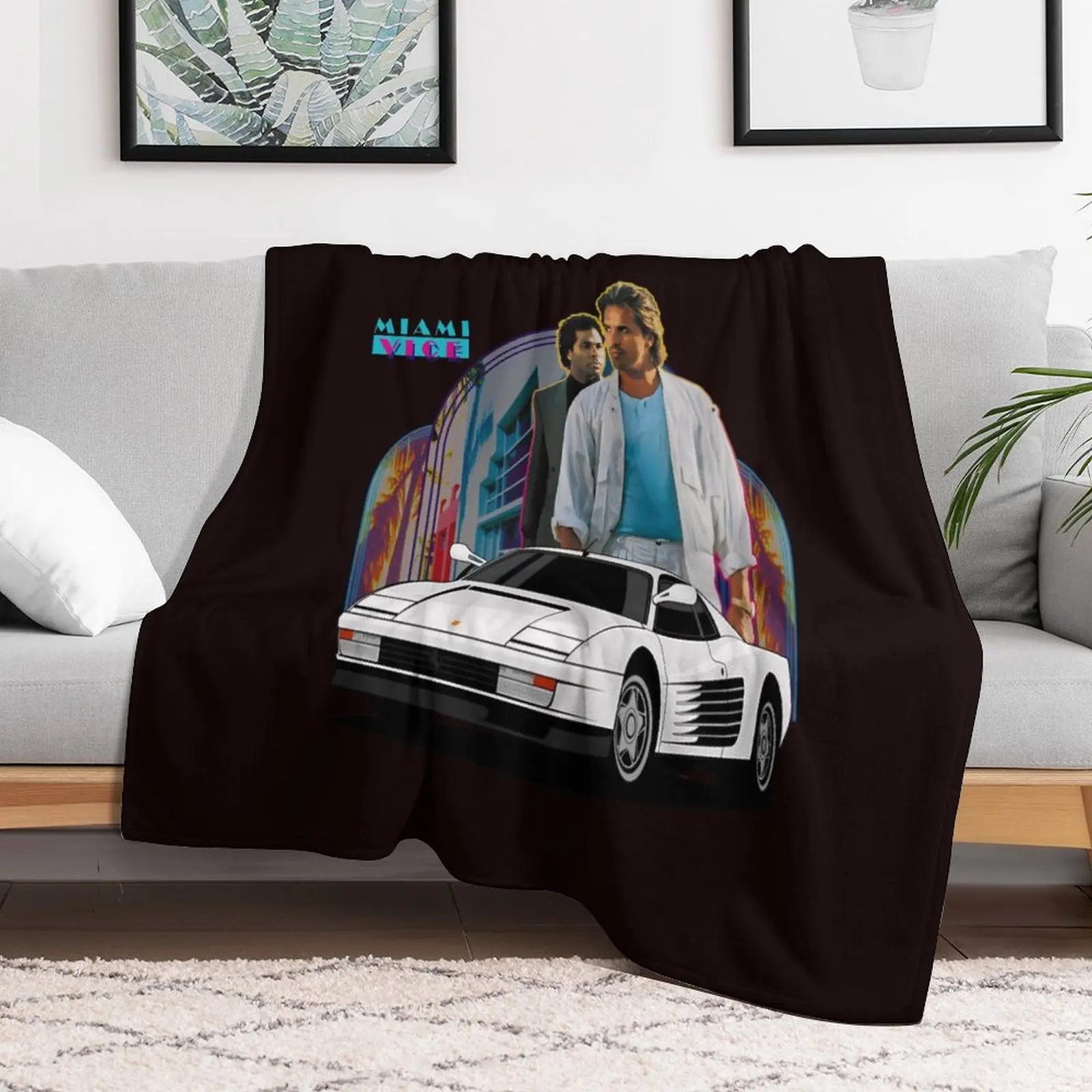 

Miami Vice Testarossa Throw Blanket Decorative Sofas Luxury Designer Bed covers Blankets