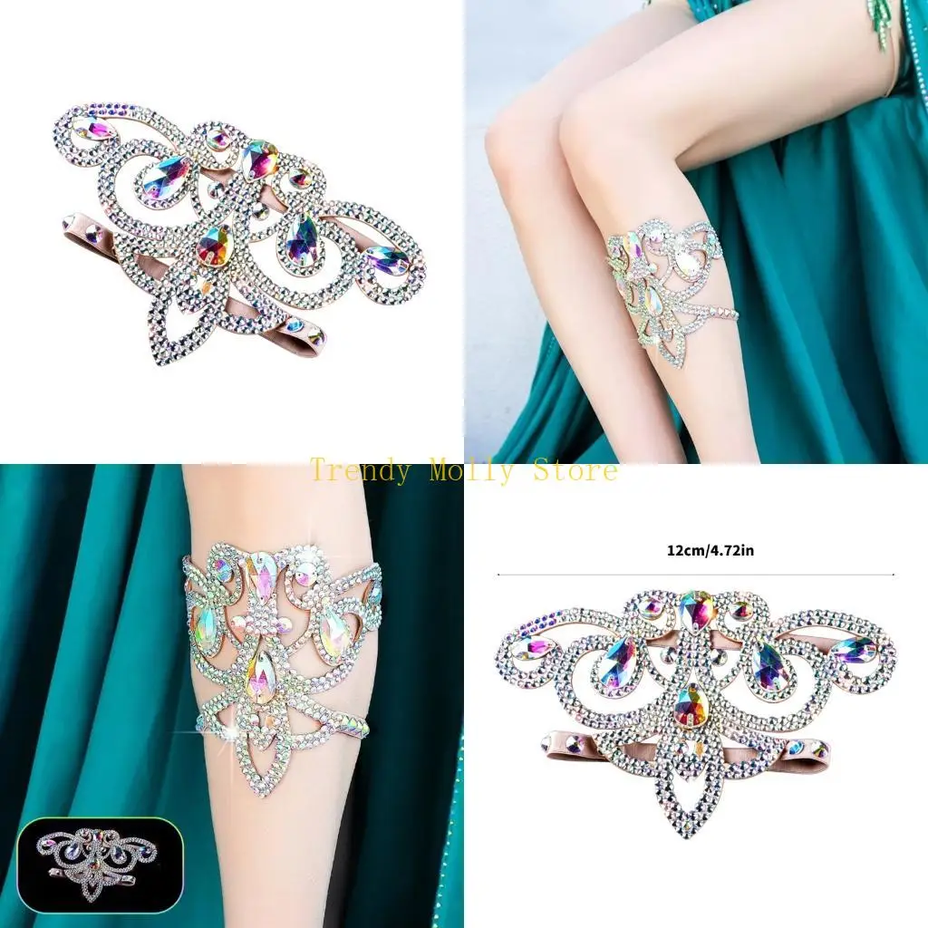 N5KB Soft Suedes Base Leg Band Adorned With Sparkling AB Rhinestones For Stage Shows