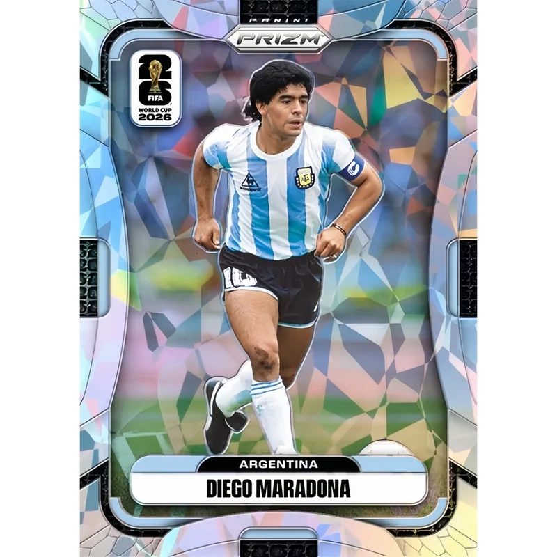 DIY Homemade Football collection card FIFA World Cup Blue Wave Cracked Ice Base Silver  Color Blast Maradona series