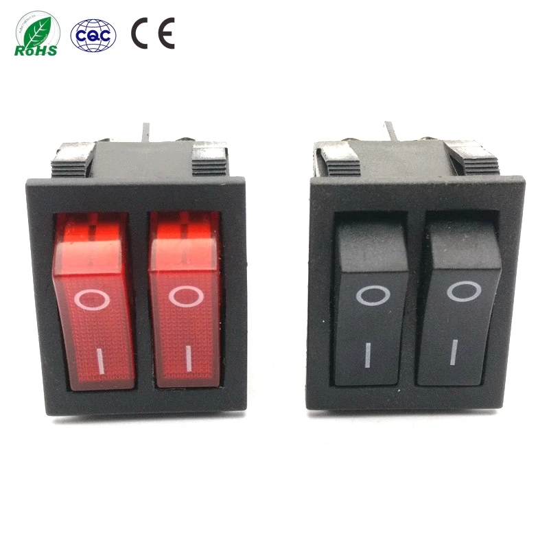 

15A 250V AC Kcd6 Кулисный переключатель Переключатель для лодки 6 контактов с лампой ВКЛ/ВЫКЛ Красный Электрический гриль-нагреватель двойной корабельный тип