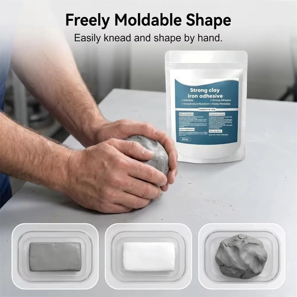 New White Metal Repair Putty Strong Bond Hole Filling Iron Repair Putty AB Repair Putty Epoxy Resin Adhesive Hole Patching