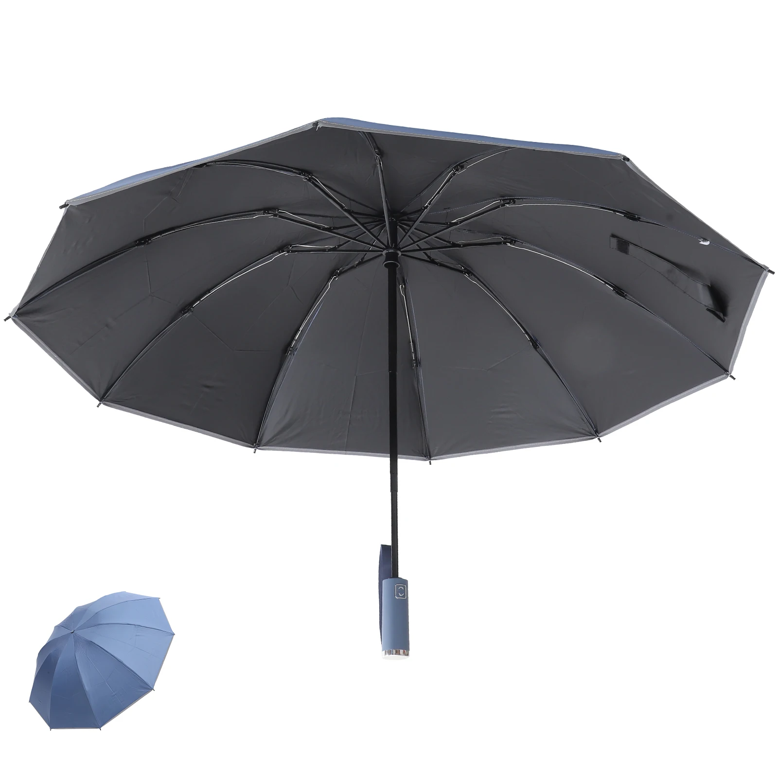 

reversible folding umbrella Black small portable travel sun rain UV proof light compact golf set parasol