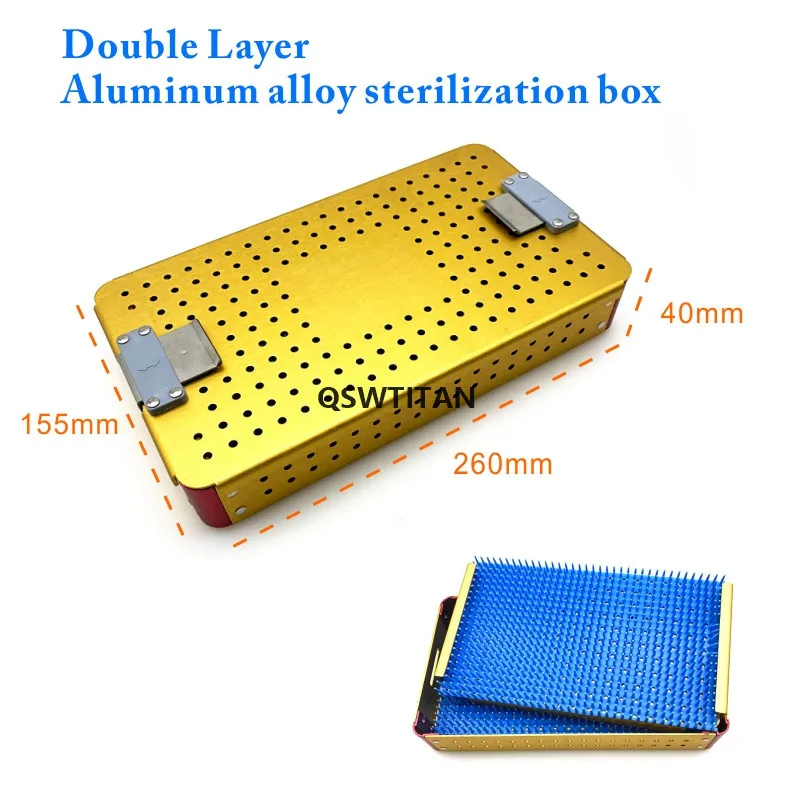 Disinfection Box Double Layer Ophthalmic Surgical Autoclavable Microsurgical Instruments  with 2 Silicone Pads