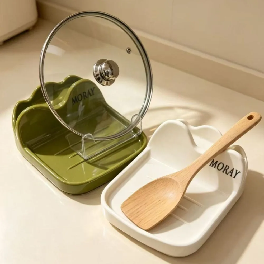 ABS Pot Lid Holder Multi-Functional Storage Spoon Rest Countertop Spatula Rack Non-Slip Kitchen Counter Organizer for Countertop