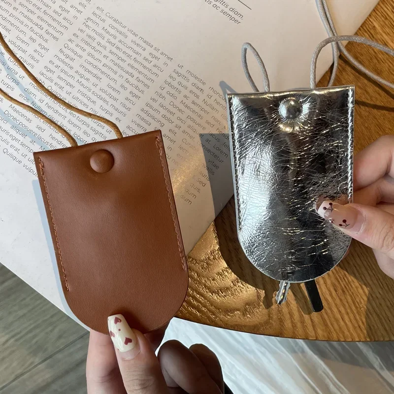 열쇠 가방 정리함 가정부 열쇠 홀더 목걸이형 열쇠 가방 PU 열쇠 지갑 풀아웃 타입 홀터 단색 한국 스타일