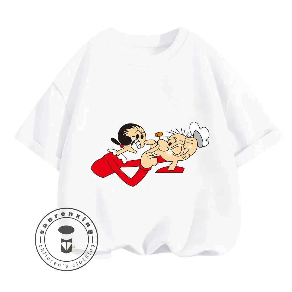 Adventure-Ready Popeye the Sailor Cartoon T-Shirts Solid Colors for Easy Mix Match Ideal for Energetic Kids Made with Love Care