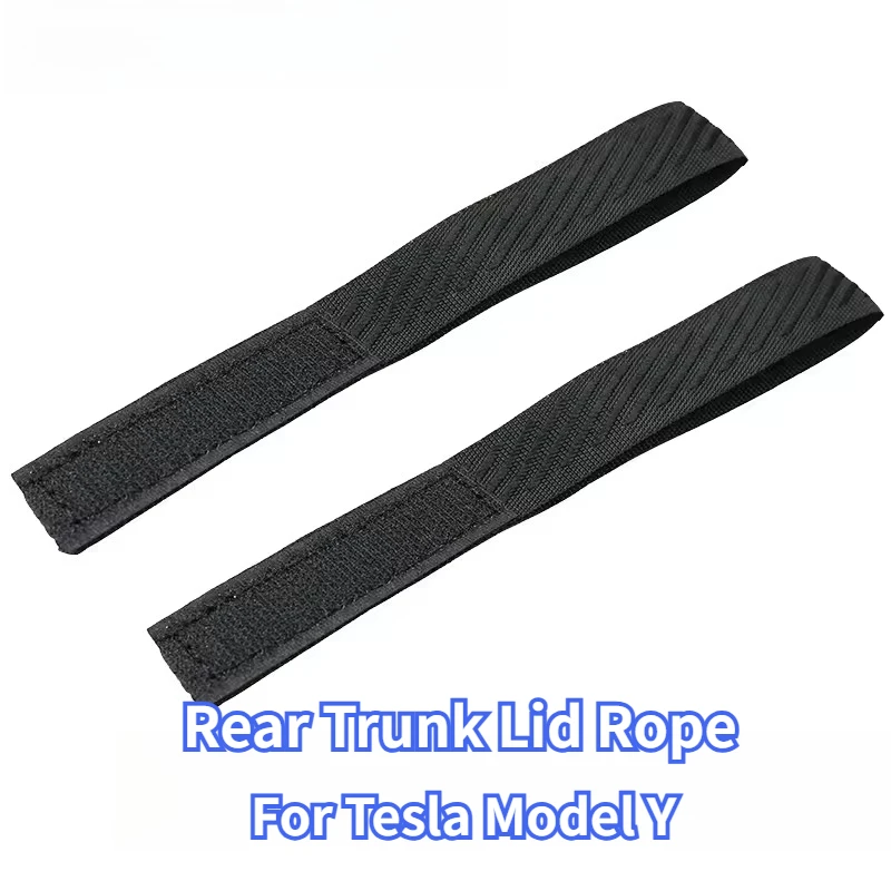 Para tesla modelo y 2021-2025 tronco traseiro cordão aberto tampa do tronco alça puxar cinta tração corda acessórios de armazenamento do carro gadgets