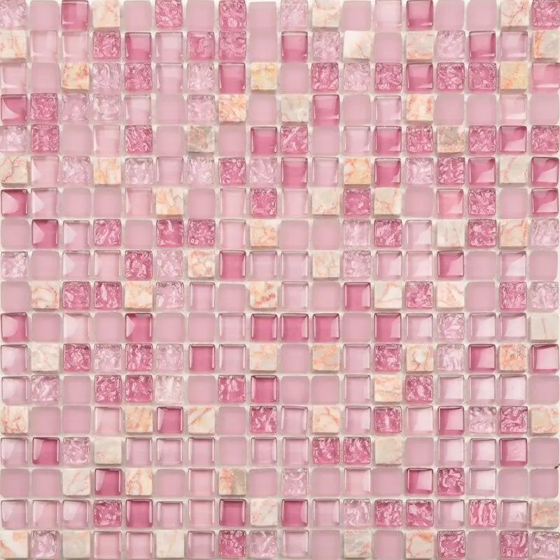 

Stone crystal glass mosaic, simple modern living room entrance background wall tile purple pink bathroom wall sticker