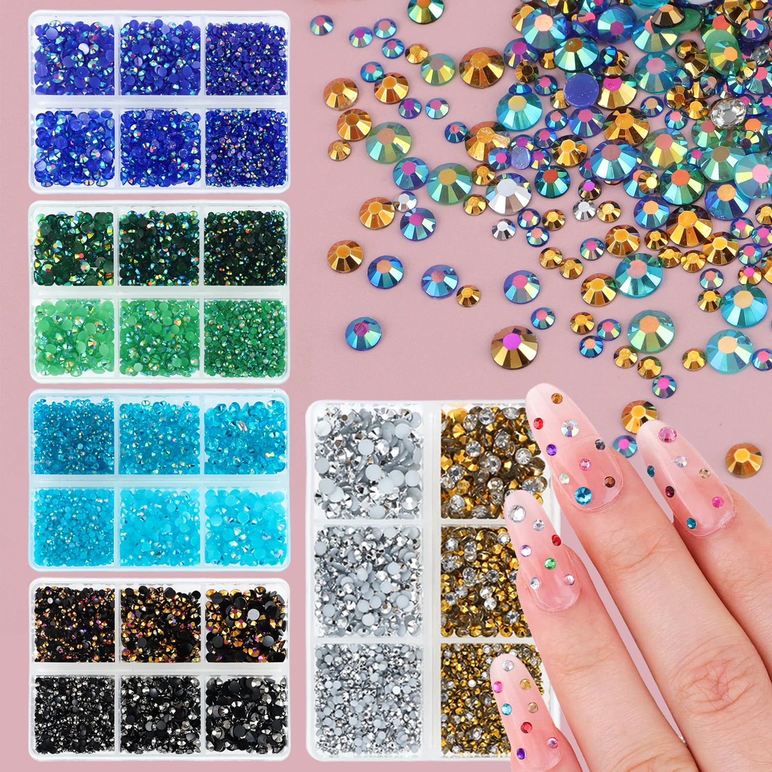 

2700Pcs/Box2mm-4mm Flatback Jelly Rhinestones Non-Hotfix Stones Diamonds Gems Charms for Nails Face Eyes Makeup DIY Crafts Shoes