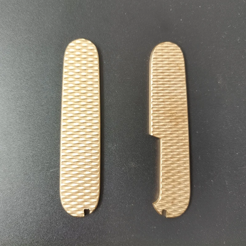 CNC Diamond Pattern Knife Brass Handle Scales For 91MM Victorinox Swiss Army Knives With Slots of Toothpick Tweezers Accessories