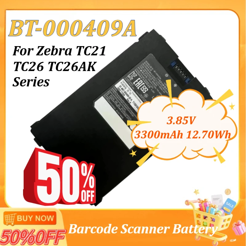 

New 3.85V 3300mAh 12.70Wh BT-000409A Battery for Zebra TC26AK TC21 TC26 Series Barcode Scanner Battery