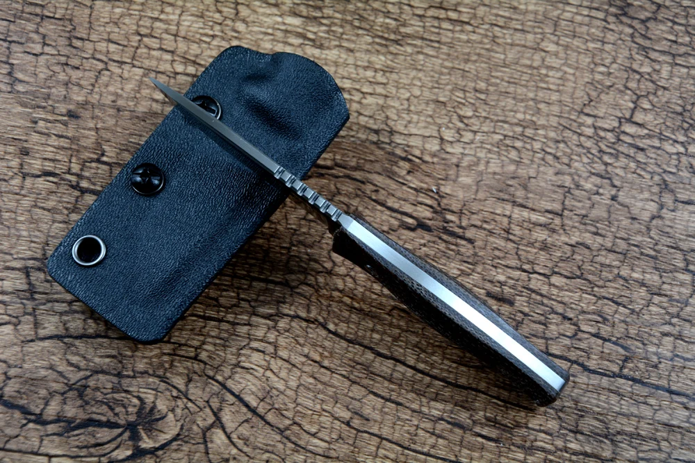 TWOSUN Coltello fisso EDC da caccia all'aperto Lama M390 Manico in micarta con fodero Kydex TS247