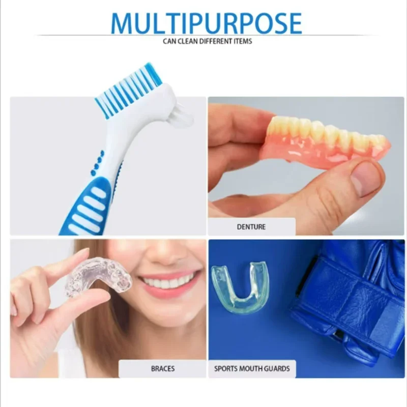 1Pc Denture Brush Toothbrush Dual Delicate Heads Teeth Braces Oral Cleaning for Men or Women Deticated Brush Brighting Friendly