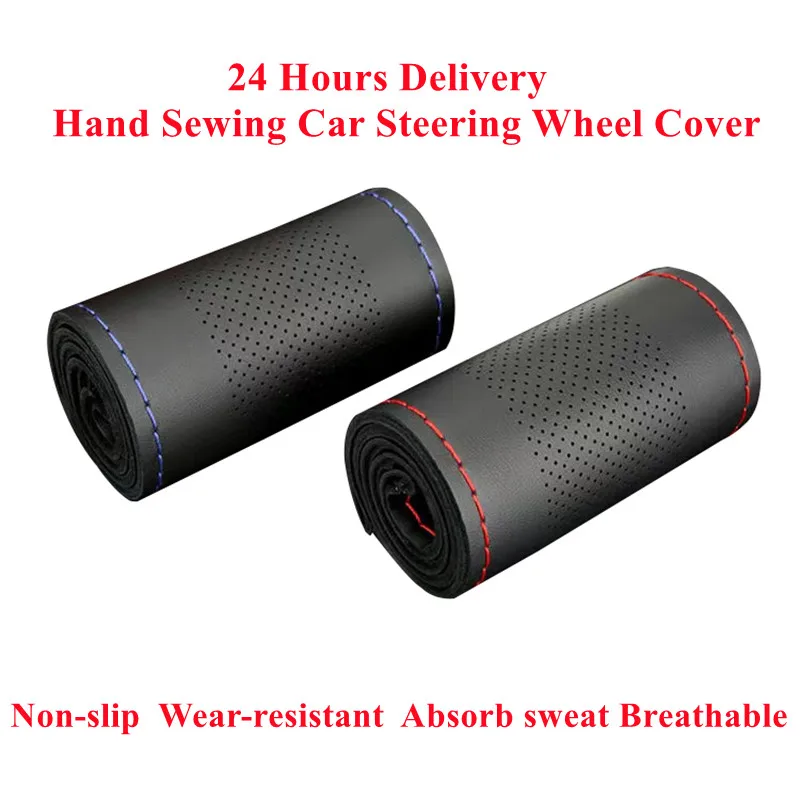 Car Steering Wheel Braid Cover Universal 38cm Microfiber Leather Needles And Thread Soft Anti-Slip Auto Interior Car Accessories