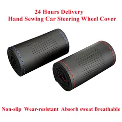 Carro Volante Braid Cover Universal 38cm Microfibra Couro Agulhas E Rosca Macio Anti-Slip Auto Interior Acessórios Do Carro