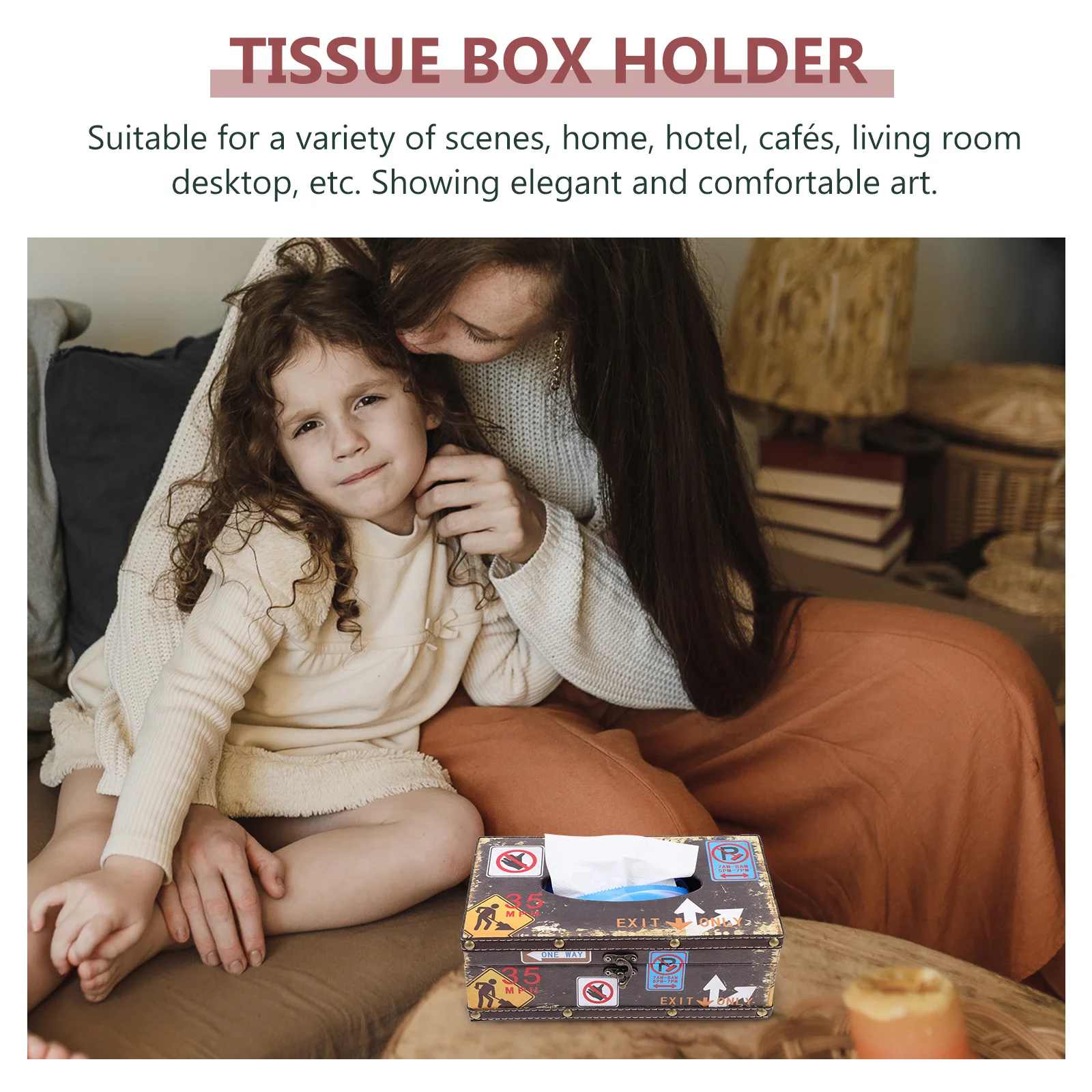 

Rectangular Tissue Box Holder Premium Wooden Desktop Storage Case For Home Hotel Decorative Vintage Organizer