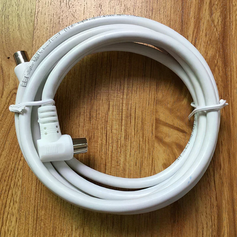 2M Metre Right Angle Angled RF TV Aerial Lead Cable Male to Coax Coaxial White
