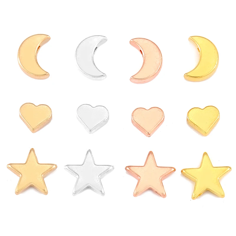 20Pcs Delicate Eyelet Bead Moon Star Heart shaped Zinc alloy pendant  For DIY Earrings Bracelet Necklace Jewelry Making