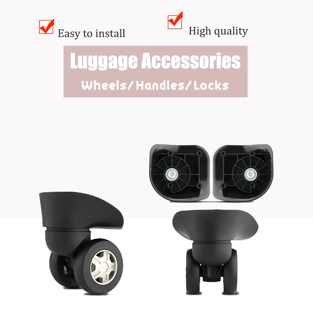 Noiseless Suitcase Caster Wheels, 360 Degree Silent Spinner for Luggage Repair, Smooth Glide & Durable Black Replacement