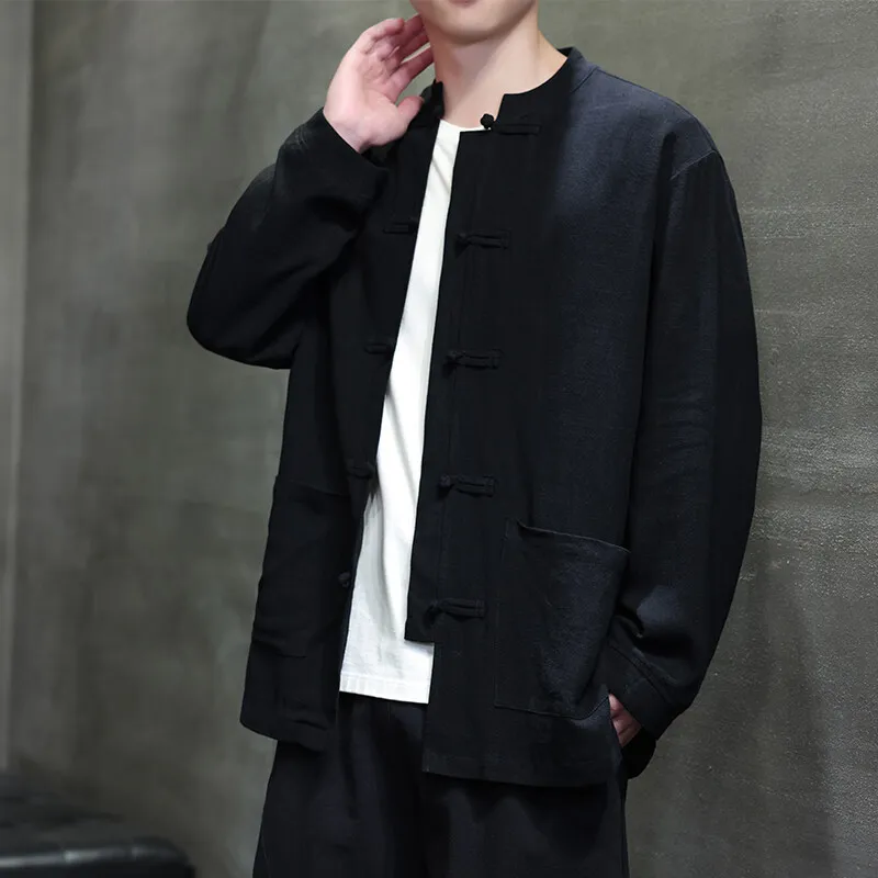 2025 Men Chinese Style Shirts Traditional Kung Fu Tai Chi Cotton Linen Tang Suit Uniform Shirt Male Blouses Jacket Clothing