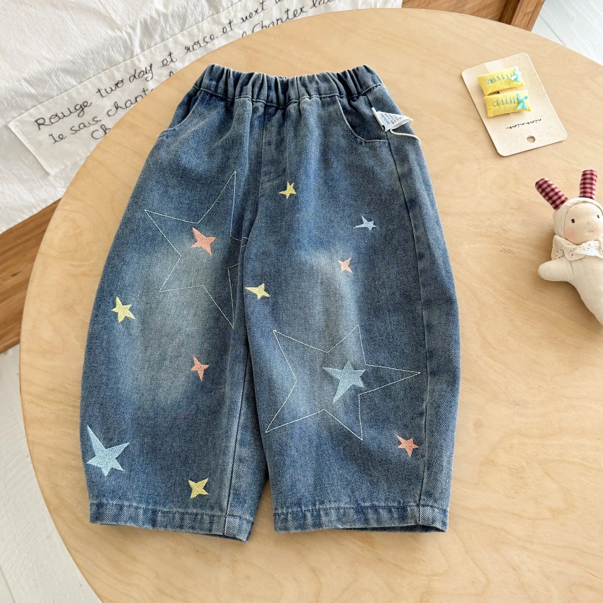 Girls Pants 2026 Spring and Autumn New Children's Clothing Korean Style Girl Baby Foreign Leisure Star Jeans Simple