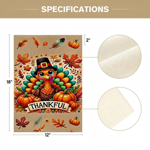 Thanksgiving Turkey Garden Flags 12X18 Inch Double Sided,Fall Garden Flag Small JJE DDI GGX