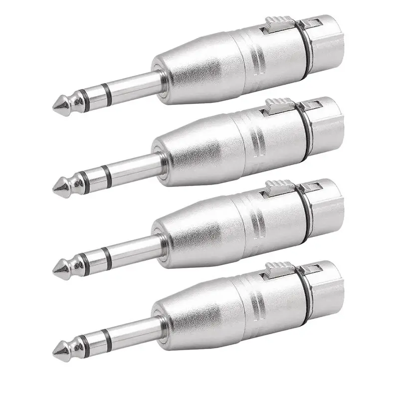 4 Pack XLR Female To 6.35Mm Adapter Balanced Female XLR To 6.35Mm Male Microphone Adapter Easy Install Easy To Use-A25R