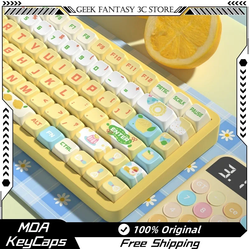 Cheese Cake Theme Keycap 138/158key Mda Profile Pbt Thermal Sublimation Mechanical Keyboard Customized Cartoon Anime Game Keycap