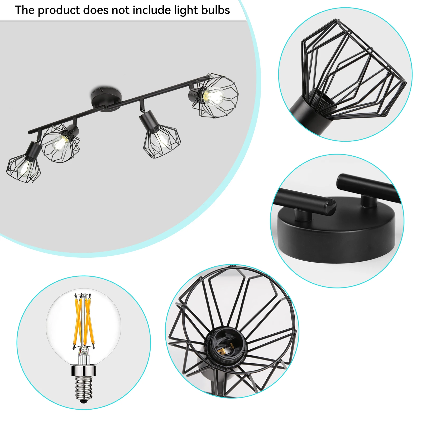 Metal Chandelier LED Ceiling Pendant Lamp With E14/E27 Adjustable Angle Indoor Lighting for Home Decor Iron Frame Ceiling Light