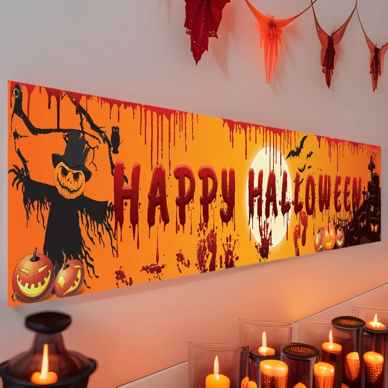 

Halloween Party Banners Yard Decorations 250cm Long Happy Halloween Banners Background Decorations for Yard Indoor Outdoor