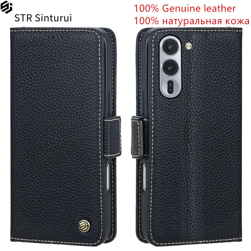 

STR Genuine leather lychee grain card Slot Wallet Cover For Fujitsu Arrows Alpha Arrows We2 PIus N 5G Flip shockproof phone Case