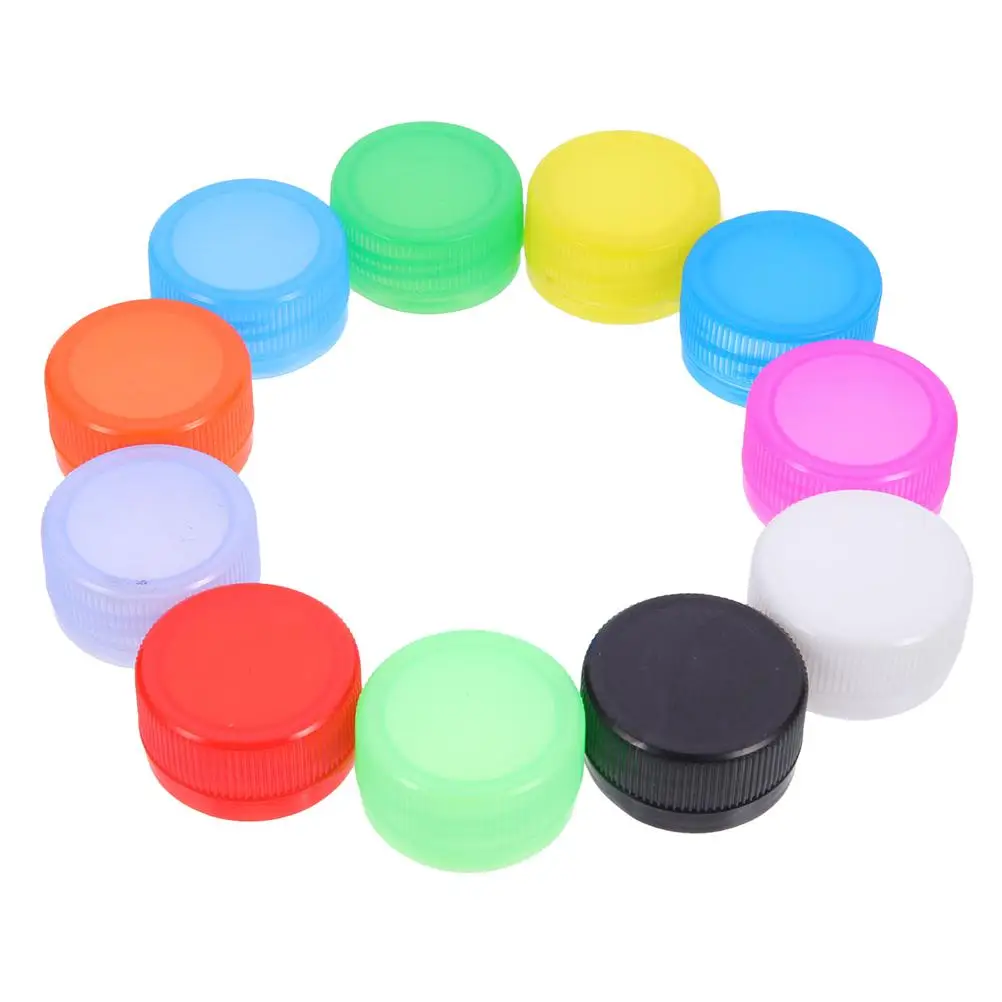 

200 Pcs Plastic Bottle Caps Colorful Water Lids for Kids Crafts DIY Creative Sealing Home Decor Beer Mugs Bar Accessories
