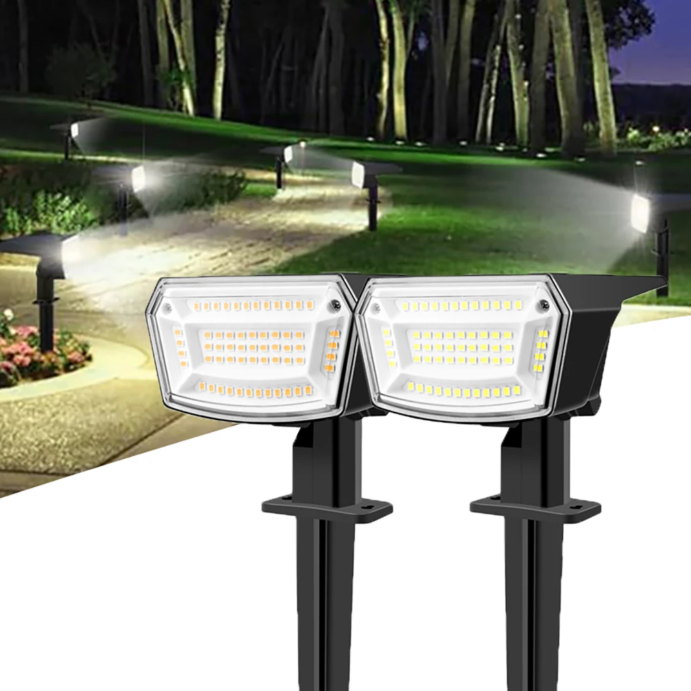 Solar Spot Lights Outdoor IP65 Waterproof 2700K-6500K 3 Brightness Lighting Modes Landscape Lamp for Garden Yard Pathway Tree