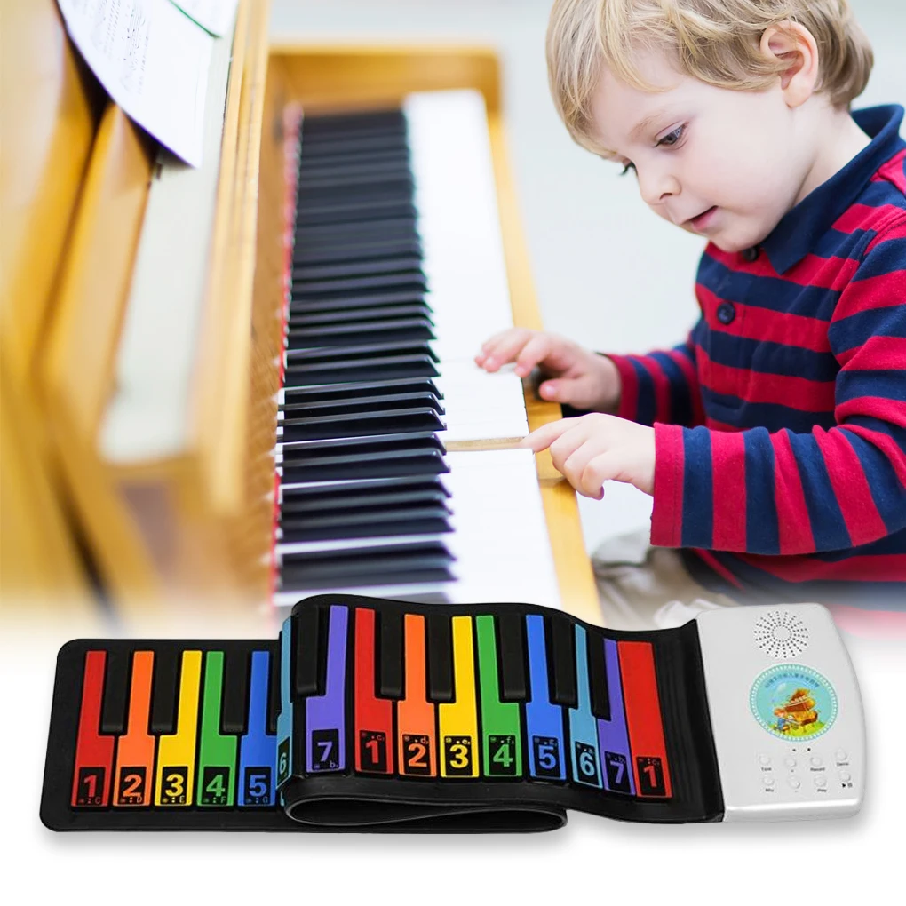 Adults 49 Keys Electronic Piano Children Waterproof Flexible Roll up Keyboard Musical Instrument Educational Toy Accessorie