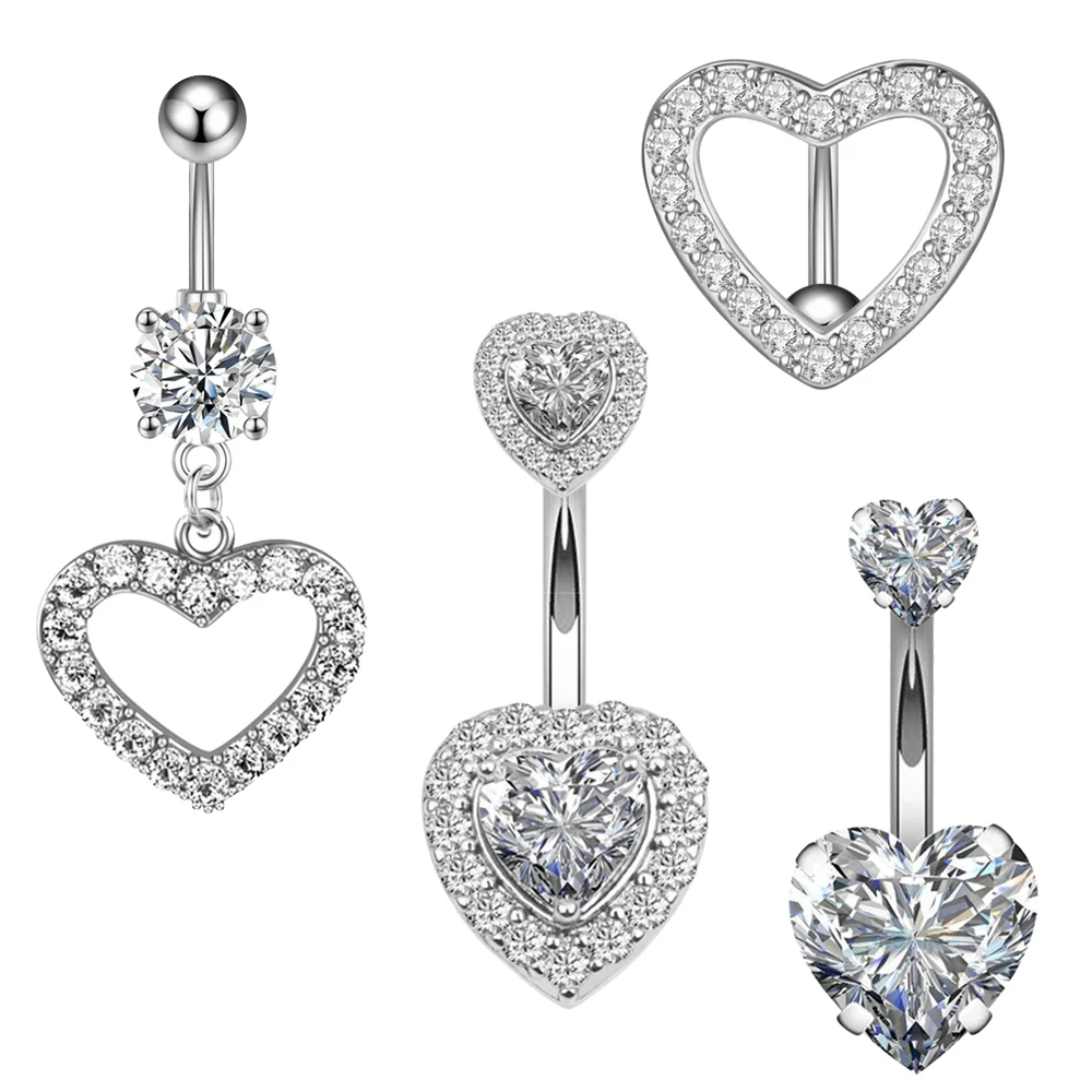 3-5pcs/Lot Belly Button Ring Sets with Heart and Butterfly Designs