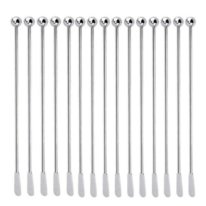 15 Pcs Reusable Swizzle Sticks Coffee Stirrers Beverage Stir Sticks Stainless Steel Cocktail Swizzle Sticks With Small Rectangul