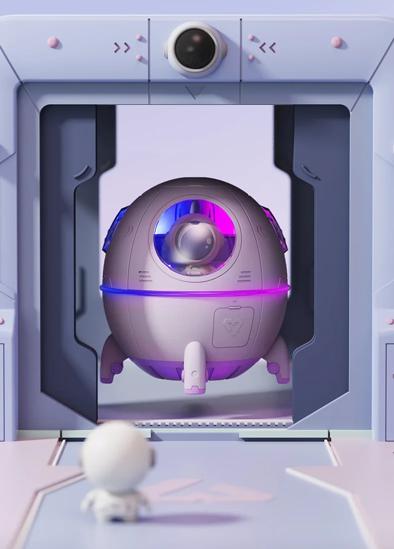 우주 비행사 캡슐 공기 가습기, USB 초음파 쿨 미스트 아로마 테라피 워터 디퓨저, LED 조명 가습기